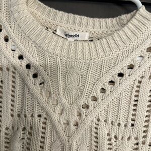 NWT Small Splendid crochet knit sweater short sleeve